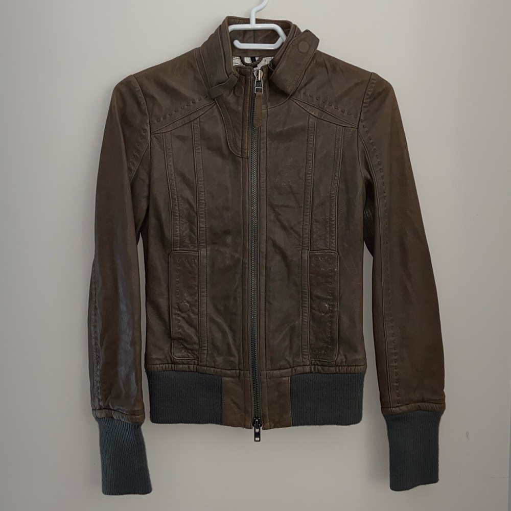 Mackage x Aritzia Elie Lamb Leather Jacket Brown Size XXS